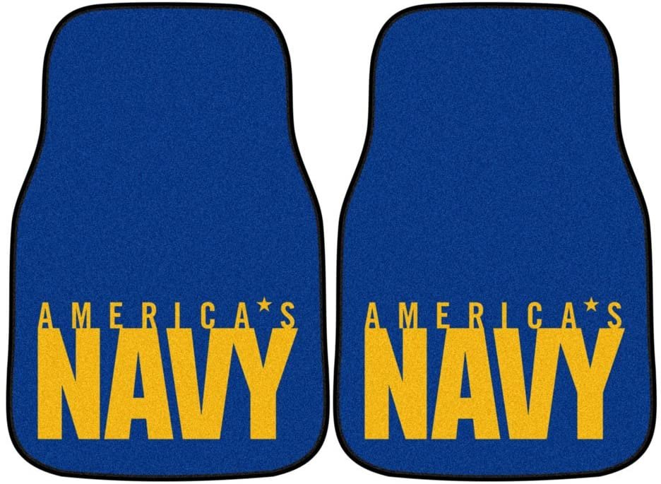 United States Navy Military Front Floor Mats, Carpet Car Set, 18x27 Inch, Nylon, Set of 2 Fielders Choice