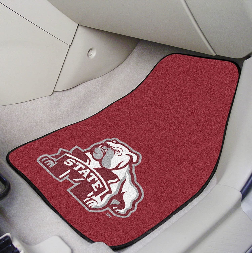Mississippi State University Bulldogs Front Floor Mats, Carpet Car Set, 18x27 Inch, Nylon, Set of 2 Fielders Choice