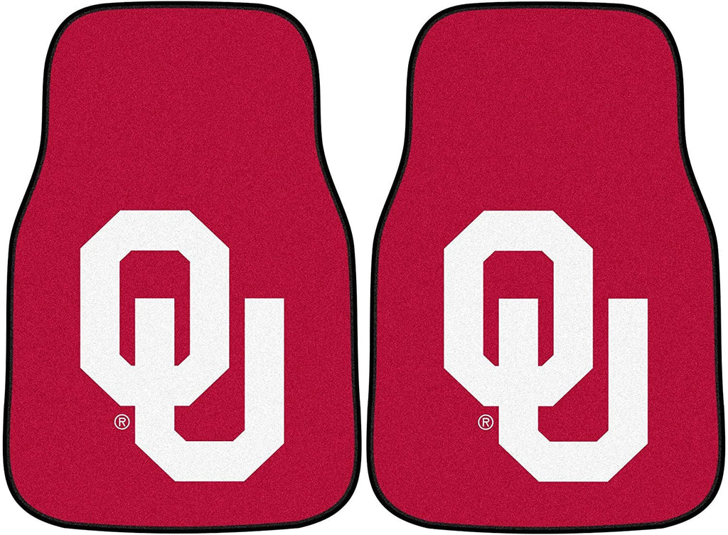 University of Oklahoma Sooners Front Floor Mats, Carpet Car Set, 18x27 Inch, Nylon, Set of 2 Fielders Choice