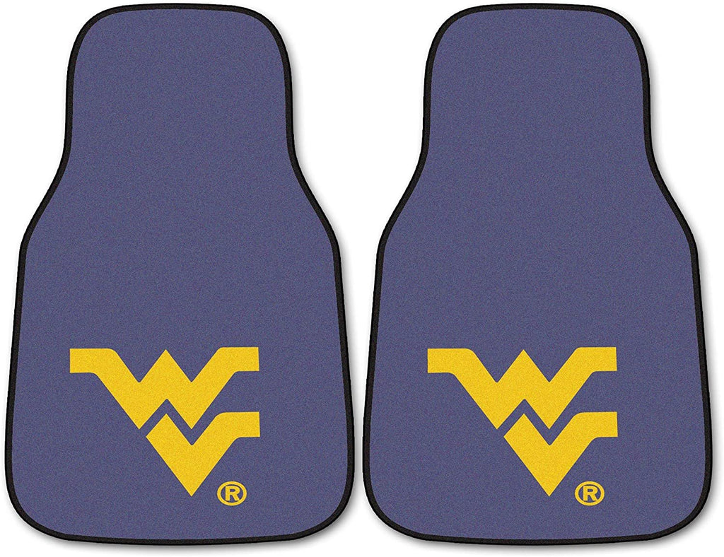 West Virginia University Mountaineers Front Floor Mats, Carpet Car Set, 18x27 Inch, Nylon, Set of 2 Fielders Choice