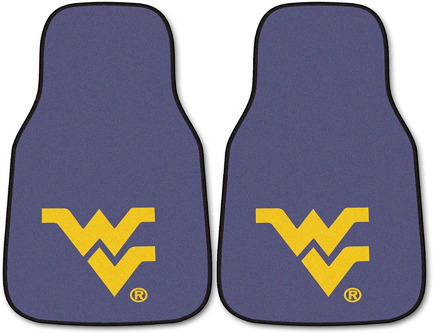 West Virginia University Mountaineers Front Floor Mats, Carpet Car Set, 18x27 Inch, Nylon, Set of 2 Fielders Choice