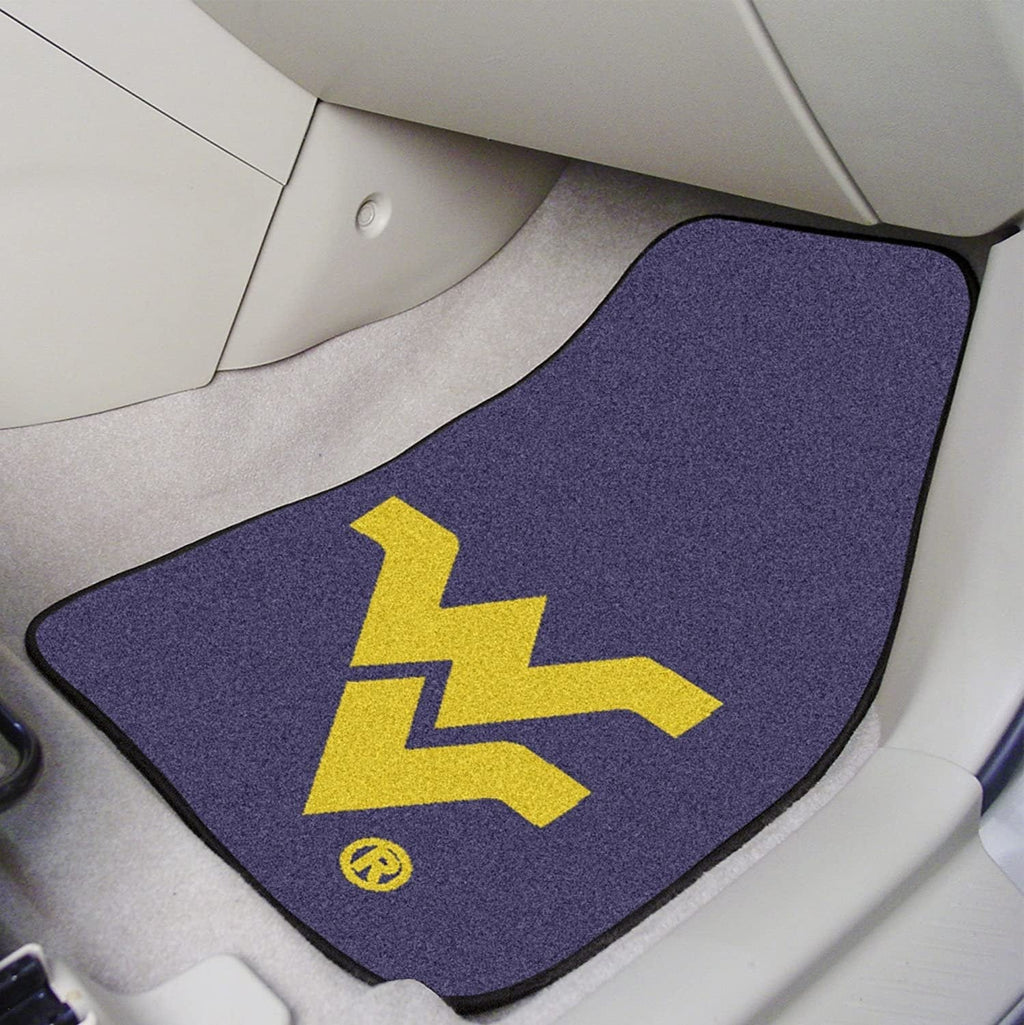 West Virginia University Mountaineers Front Floor Mats, Carpet Car Set, 18x27 Inch, Nylon, Set of 2 Fielders Choice