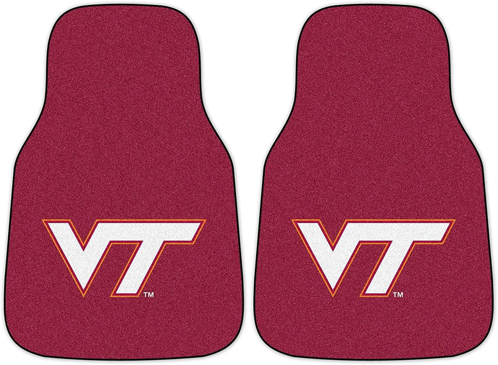 Virginia Tech University Hokies Front Floor Mats, Carpet Car Set, 18x27 Inch, Nylon, Set of 2 Fielders Choice