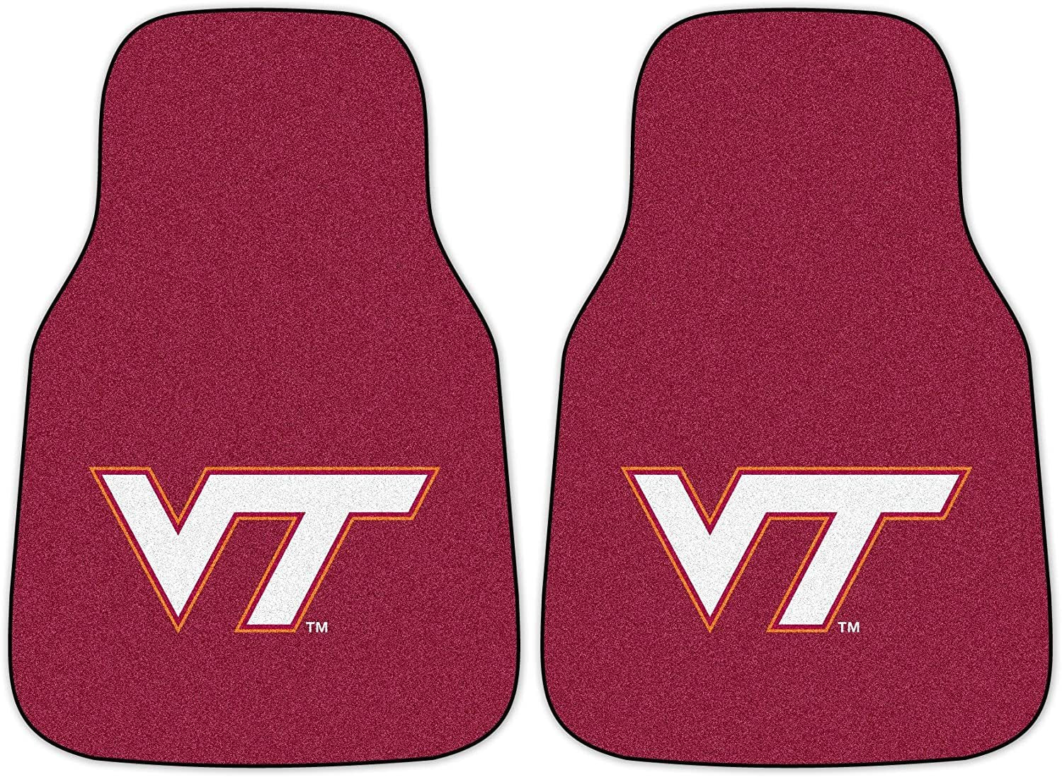 Virginia Tech University Hokies Front Floor Mats, Carpet Car Set, 18x27 Inch, Nylon, Set of 2 Fielders Choice