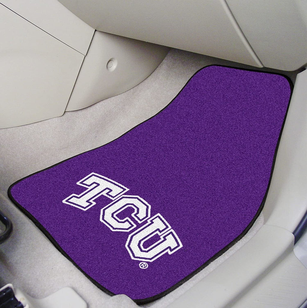 Texas Christian University Horned Frogs TCU Front Floor Mats, Carpet Car Set, 18x27 Inch, Nylon, Set of 2 Fielders Choice