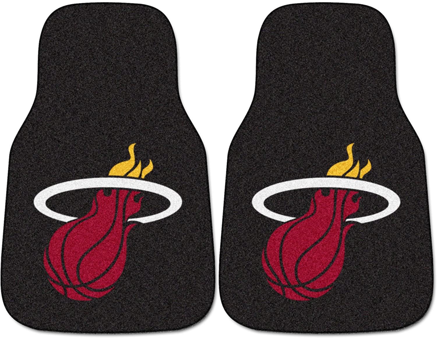 Miami Heat Front Floor Mats, Carpet Car Set, 18x27 Inch, Nylon, Set of 2 Fielders Choice