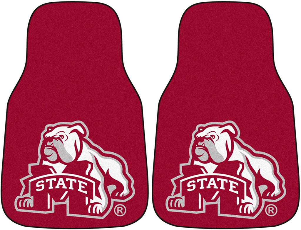 Mississippi State University Bulldogs Front Floor Mats, Carpet Car Set, 18x27 Inch, Nylon, Set of 2 Fielders Choice