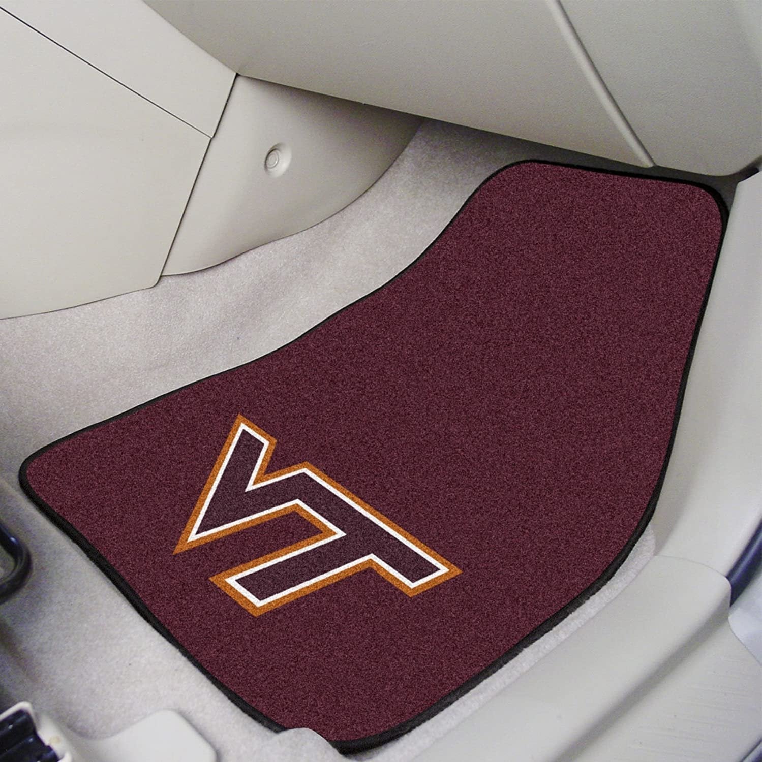 Virginia Tech University Hokies Front Floor Mats, Carpet Car Set, 18x27 Inch, Nylon, Set of 2 Fielders Choice