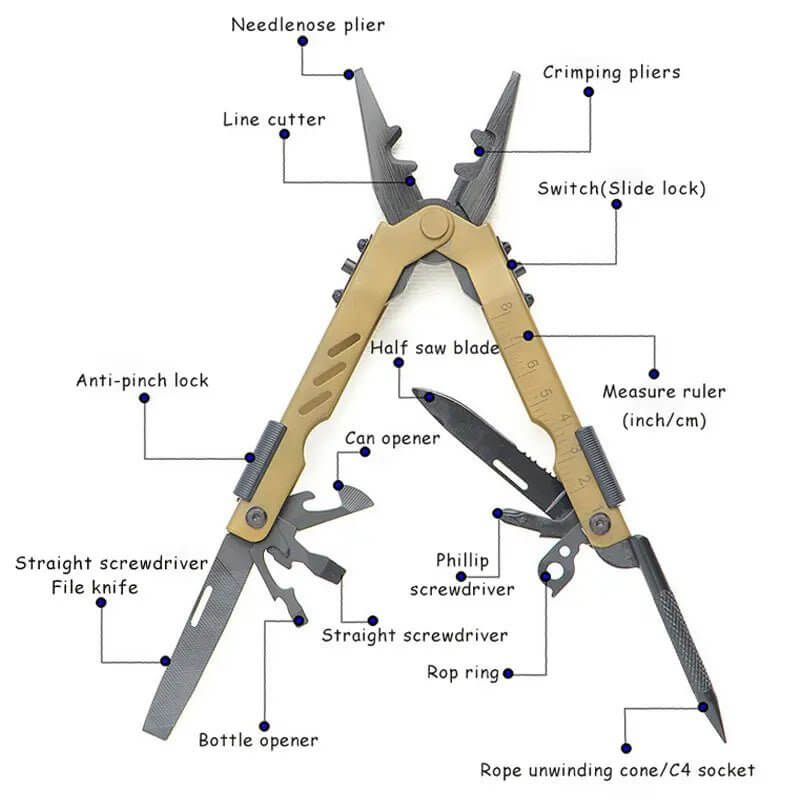 Multitool Multifunctional Stainless steel Pliers For Camping, Hiking and everyday Use All-N-1