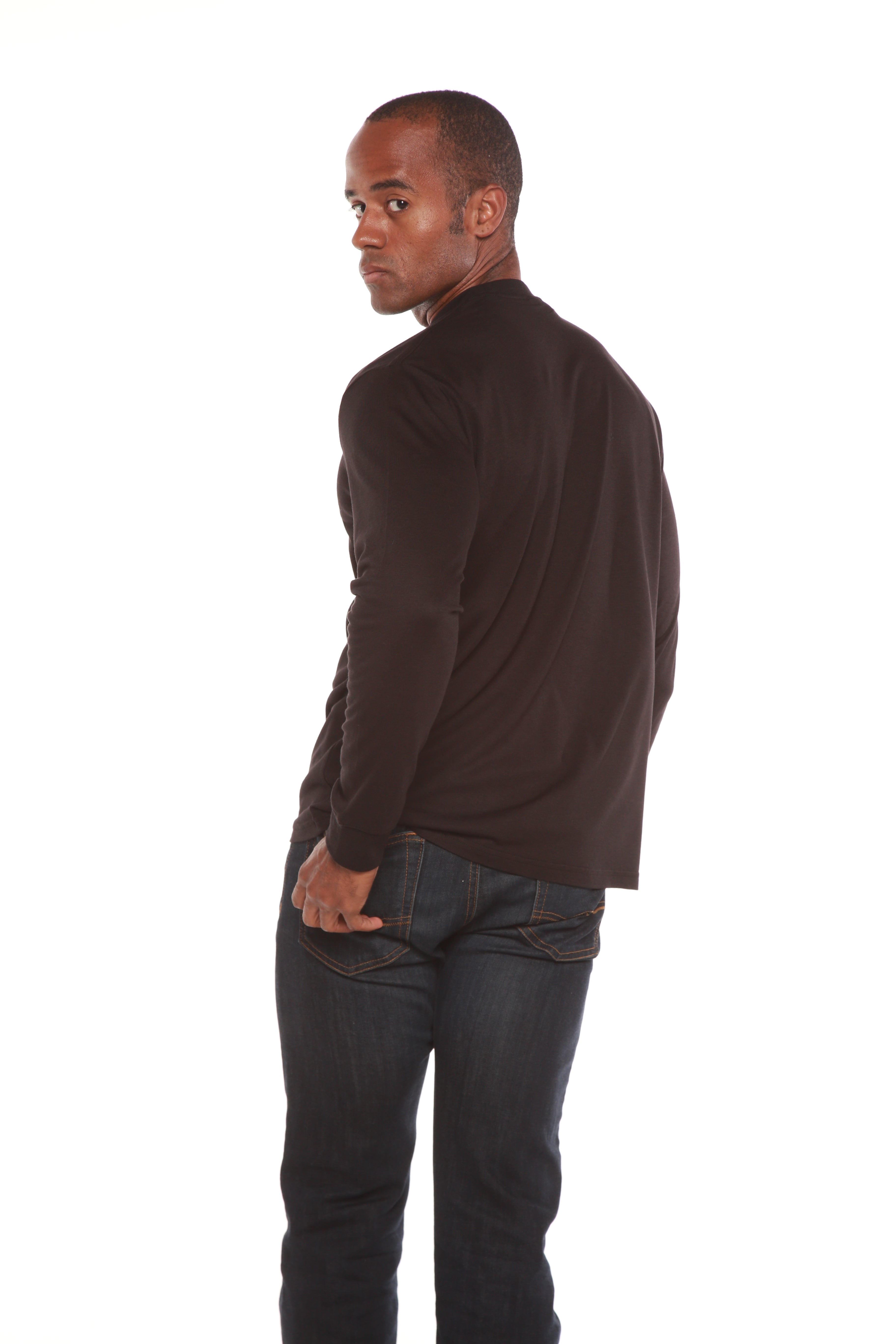 Custom Printed Men's Bamboo Viscose/Organic Cotton Long Sleeve T-Shirt Spun Bamboo
