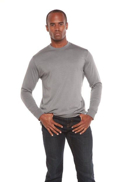 Custom Printed Men's Bamboo Viscose/Organic Cotton Long Sleeve T-Shirt Spun Bamboo