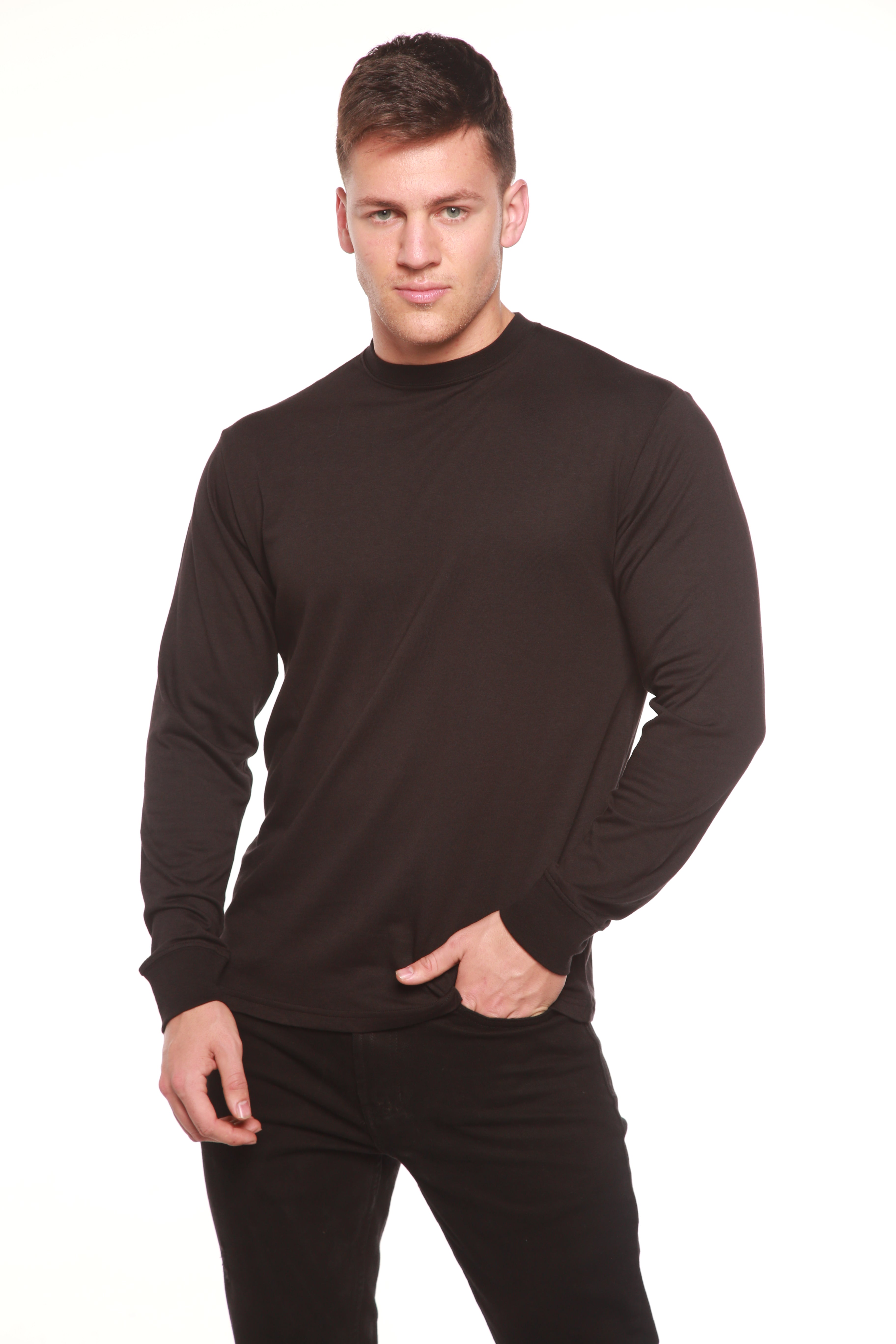 Men's Bamboo Viscose/Organic Cotton Long Sleeve T-Shirt Spun Bamboo