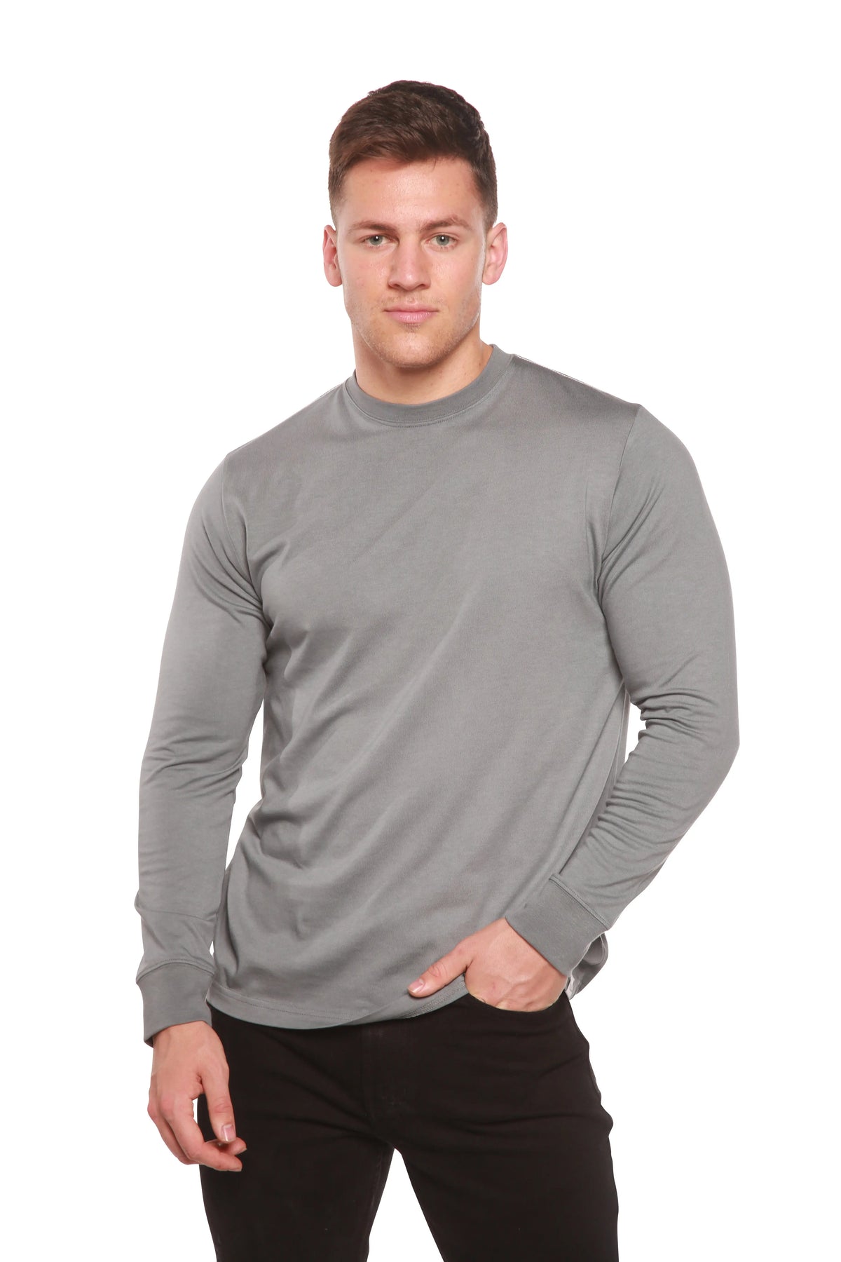 Men's Bamboo Viscose/Organic Cotton Long Sleeve T-Shirt Spun Bamboo