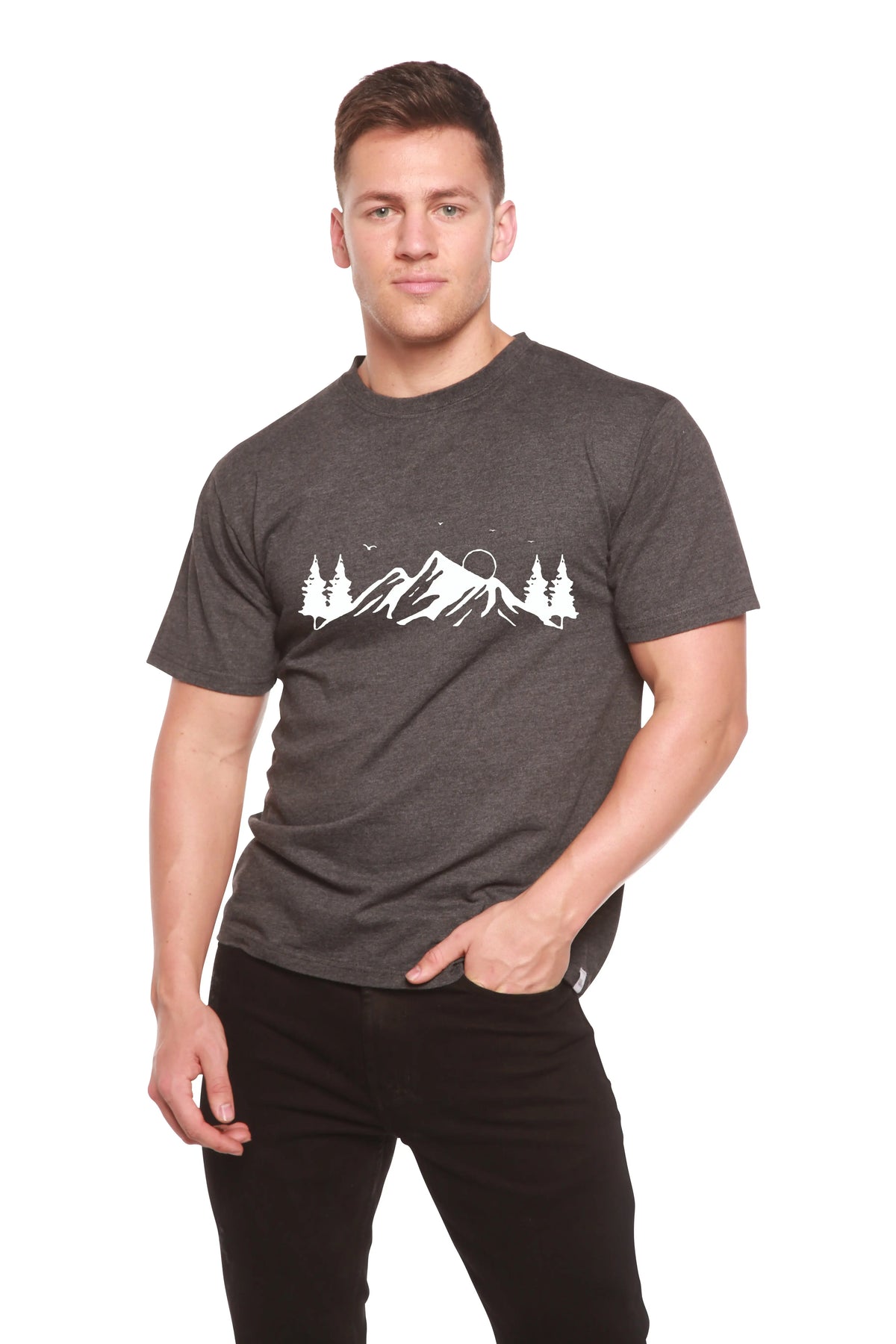 Men's Bamboo Viscose/Organic Cotton Short Sleeve T-Shirt with Print Mauna Kea Spun Bamboo