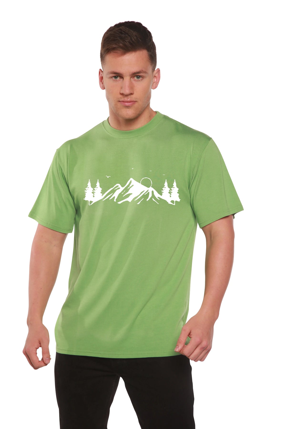 Men's Bamboo Viscose/Organic Cotton Short Sleeve T-Shirt with Print Mauna Kea Spun Bamboo