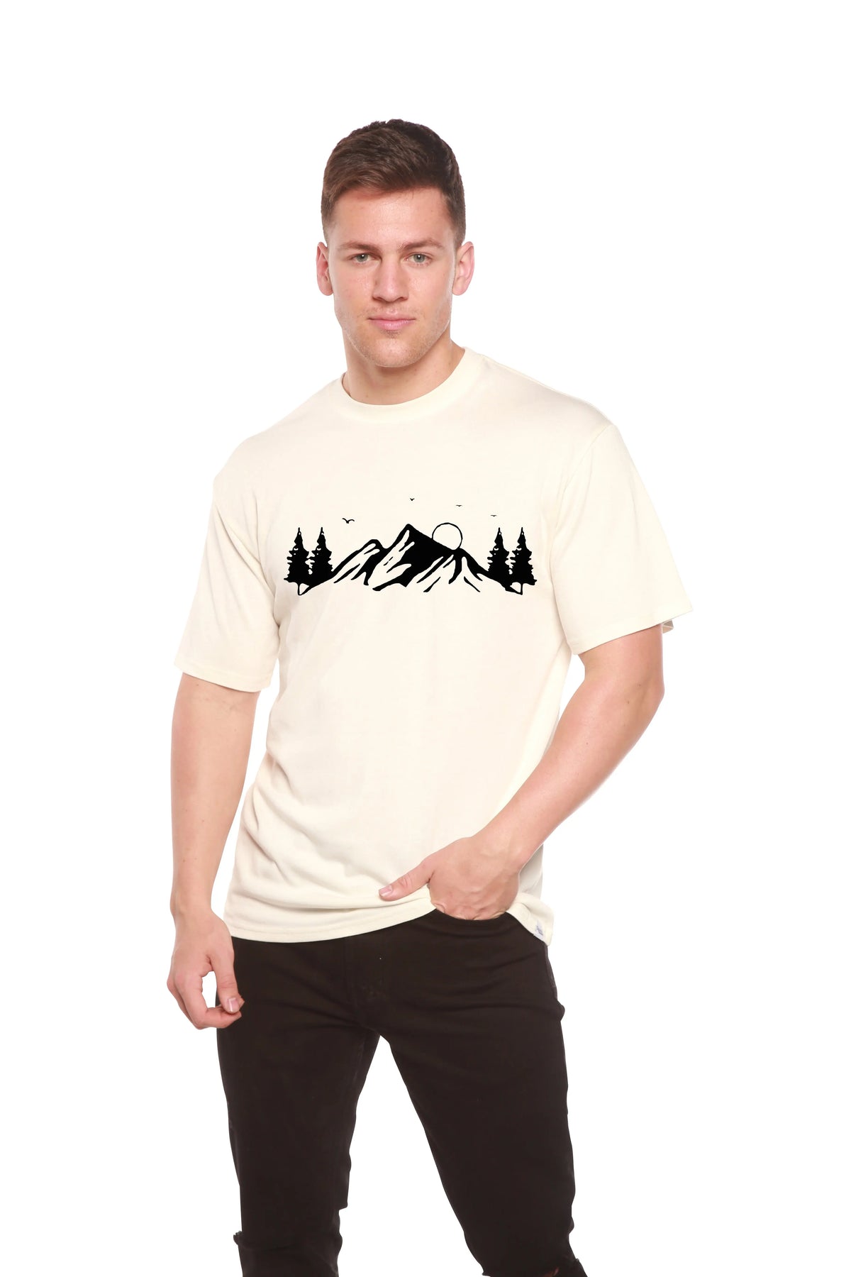 Men's Bamboo Viscose/Organic Cotton Short Sleeve T-Shirt with Print Mauna Kea Spun Bamboo