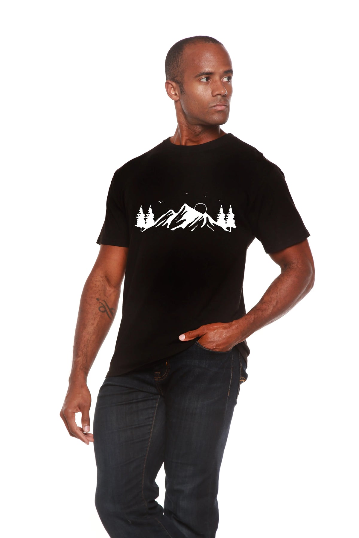 Men's Bamboo Viscose/Organic Cotton Short Sleeve T-Shirt with Print Mauna Kea Spun Bamboo