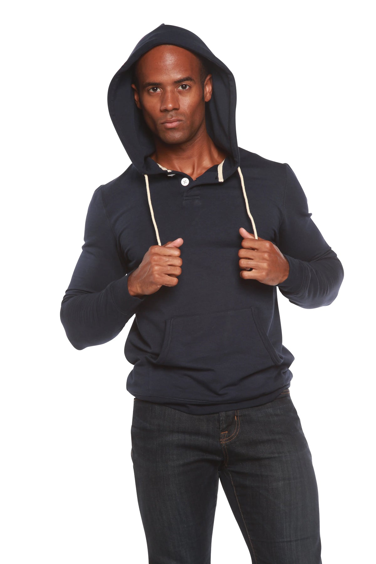 Men's Henley Style Bamboo Viscose Fleece Hoodie Spun Bamboo