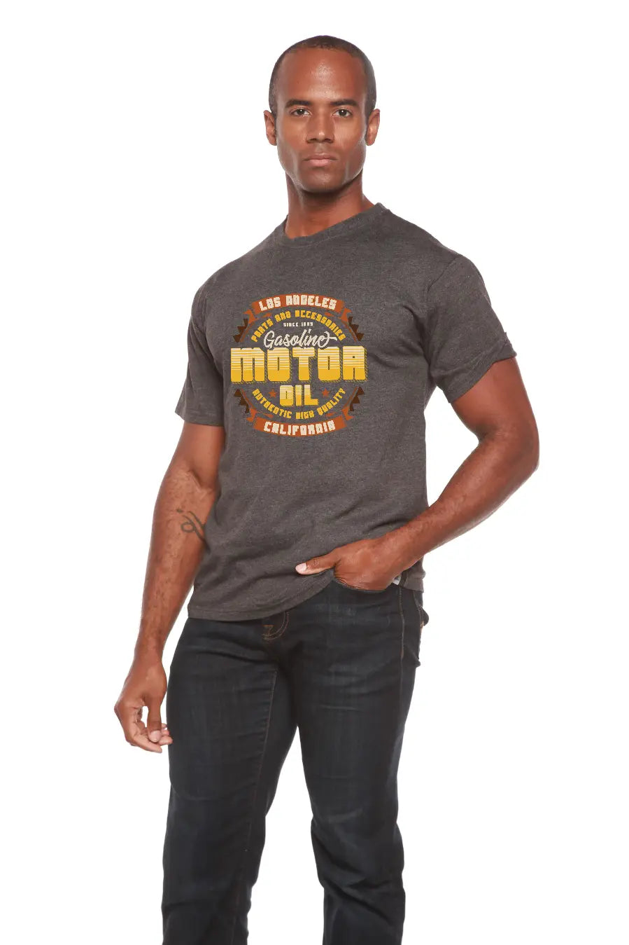 Motor oil Men's Bamboo Viscose/Organic Cotton Short Sleeve Graphic T-Shirt Spun Bamboo
