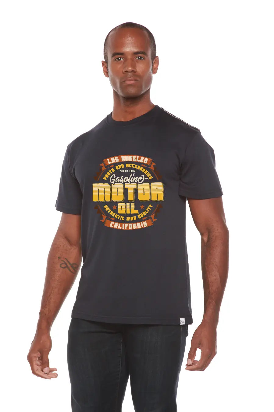 Motor oil Men's Bamboo Viscose/Organic Cotton Short Sleeve Graphic T-Shirt Spun Bamboo