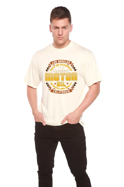 Motor oil Men's Bamboo Viscose/Organic Cotton Short Sleeve Graphic T-Shirt Spun Bamboo