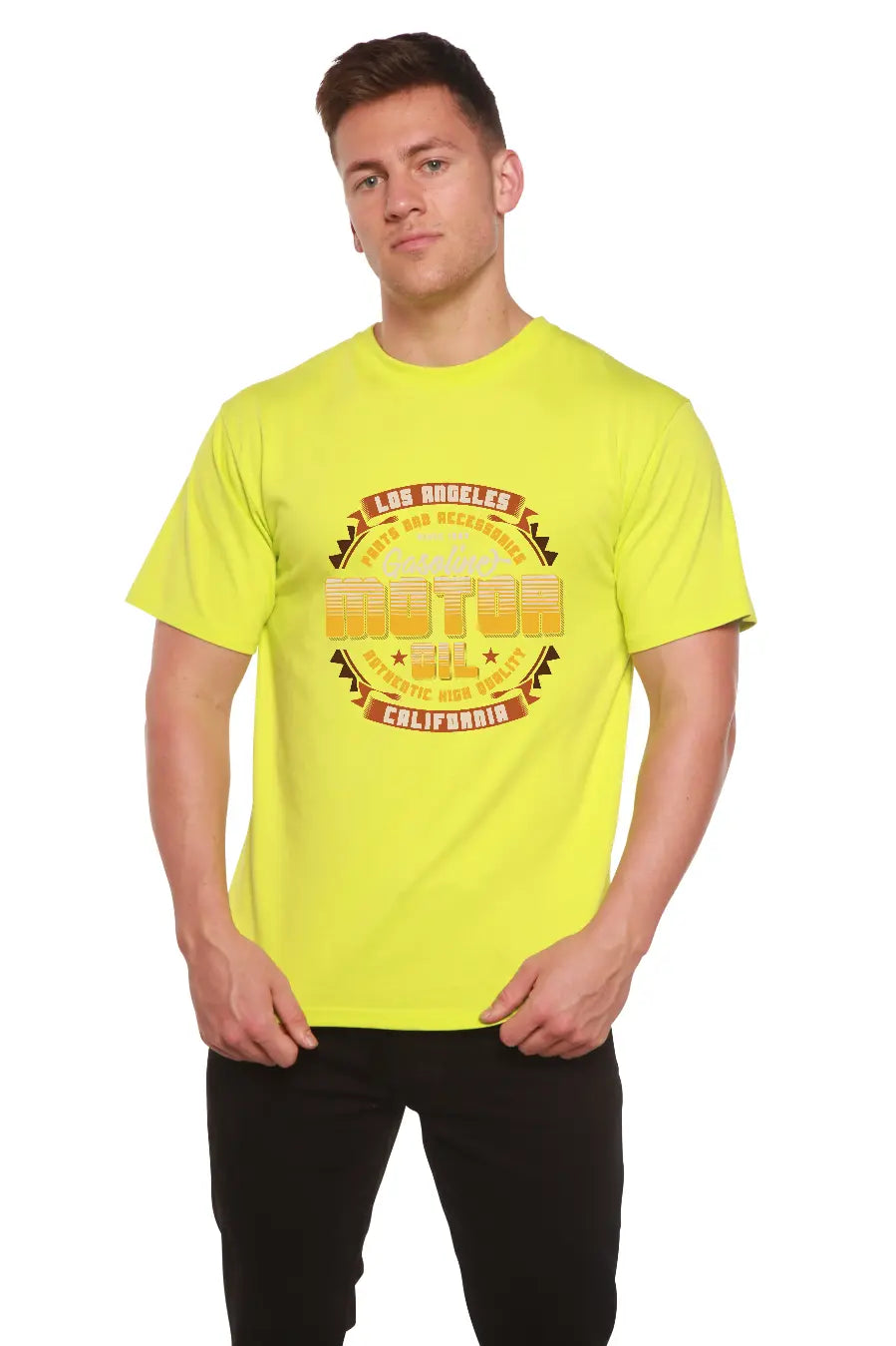 Motor oil Men's Bamboo Viscose/Organic Cotton Short Sleeve Graphic T-Shirt Spun Bamboo