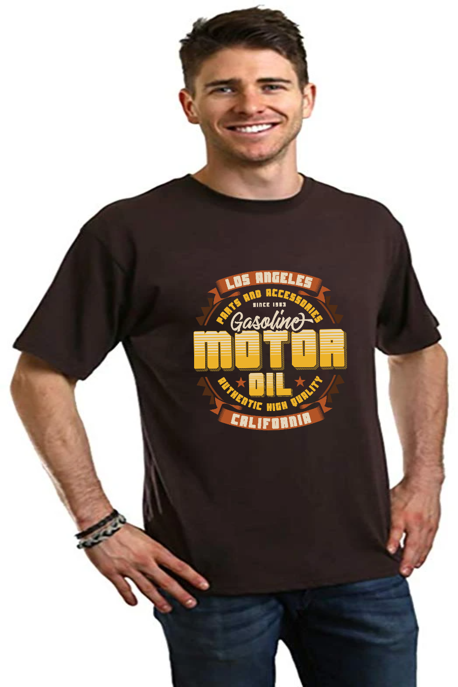 Motor oil Men's Bamboo Viscose/Organic Cotton Short Sleeve Graphic T-Shirt Spun Bamboo