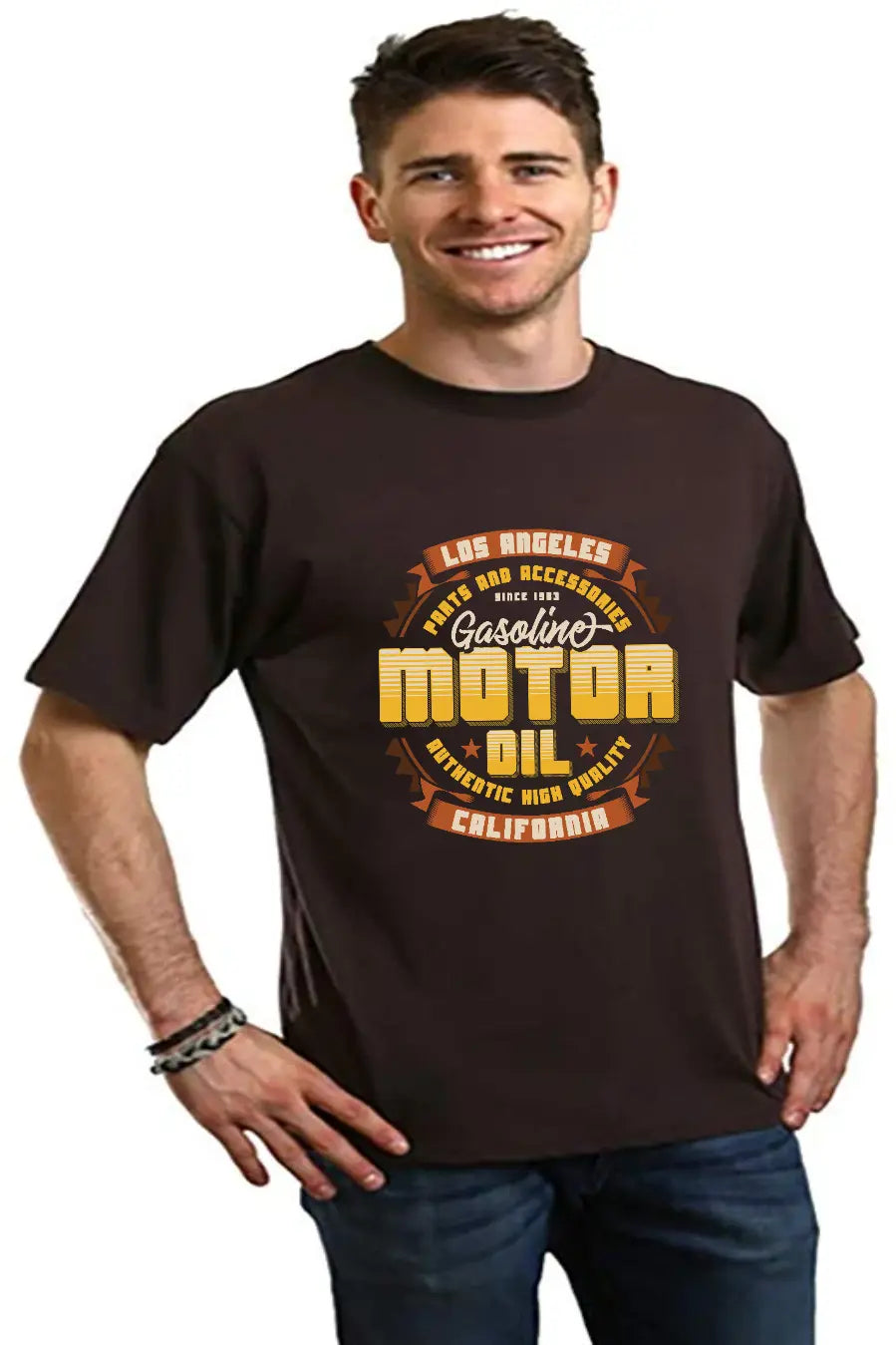 Motor oil Men's Bamboo Viscose/Organic Cotton Short Sleeve Graphic T-Shirt Spun Bamboo