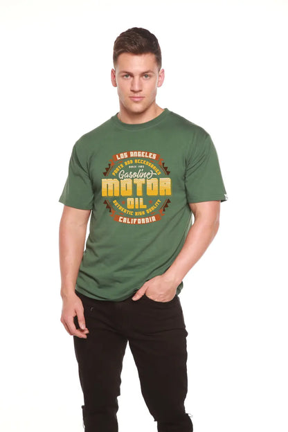 Motor oil Men's Bamboo Viscose/Organic Cotton Short Sleeve Graphic T-Shirt Spun Bamboo