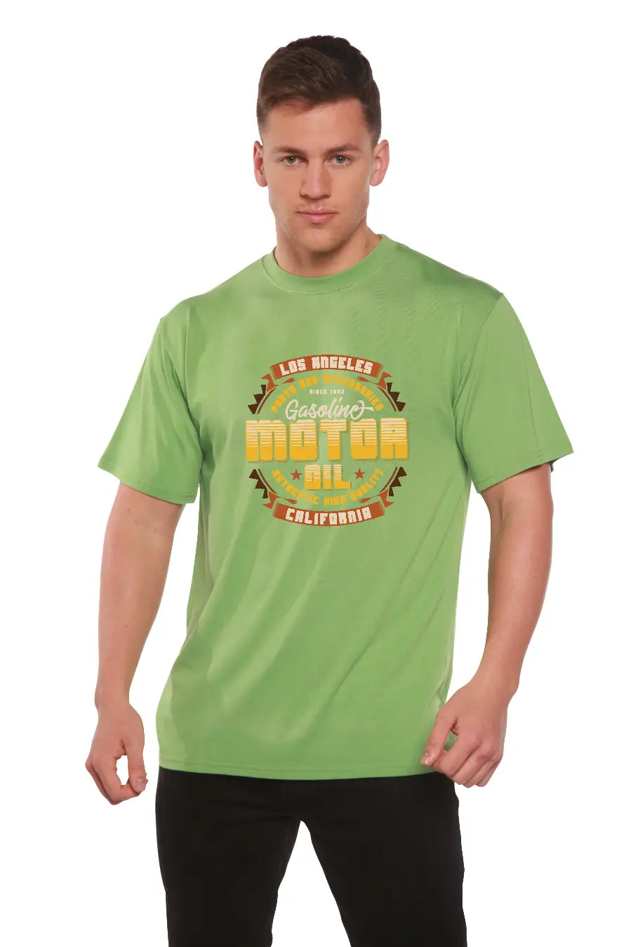Motor oil Men's Bamboo Viscose/Organic Cotton Short Sleeve Graphic T-Shirt Spun Bamboo