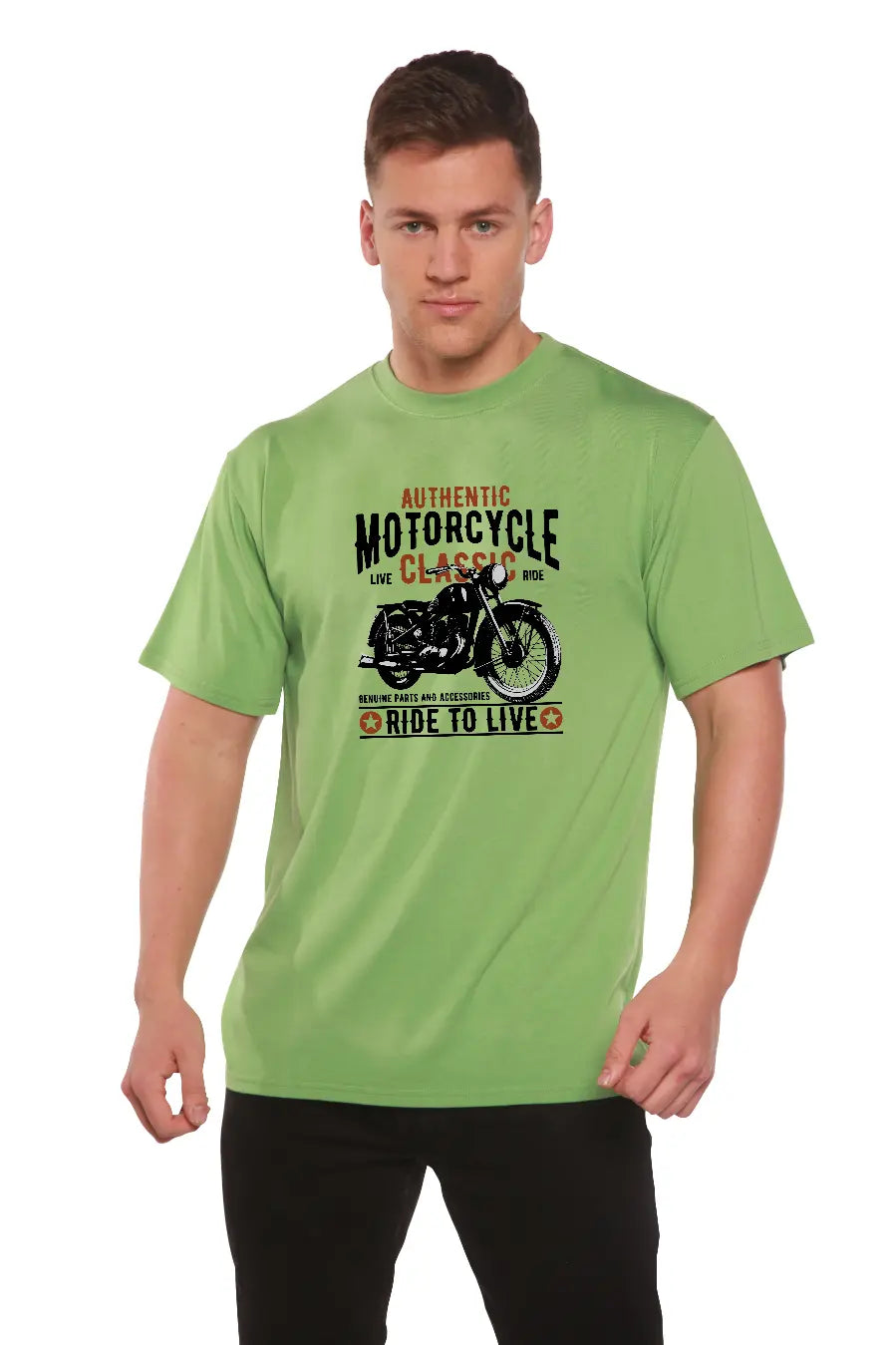 Motorcycle Classic Men's Bamboo Viscose/Organic Cotton Short Sleeve Graphic T-Shirt Spun Bamboo