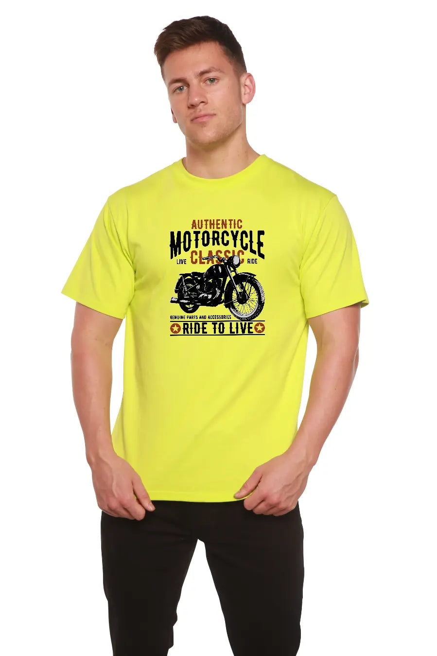 Motorcycle Classic Men's Bamboo Viscose/Organic Cotton Short Sleeve Graphic T-Shirt Spun Bamboo