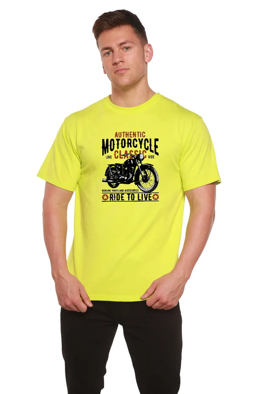 Motorcycle Classic Men's Bamboo Viscose/Organic Cotton Short Sleeve Graphic T-Shirt Spun Bamboo