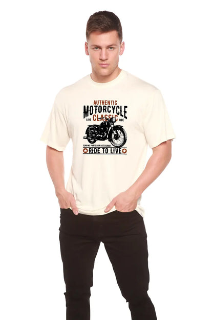 Motorcycle Classic Men's Bamboo Viscose/Organic Cotton Short Sleeve Graphic T-Shirt Spun Bamboo