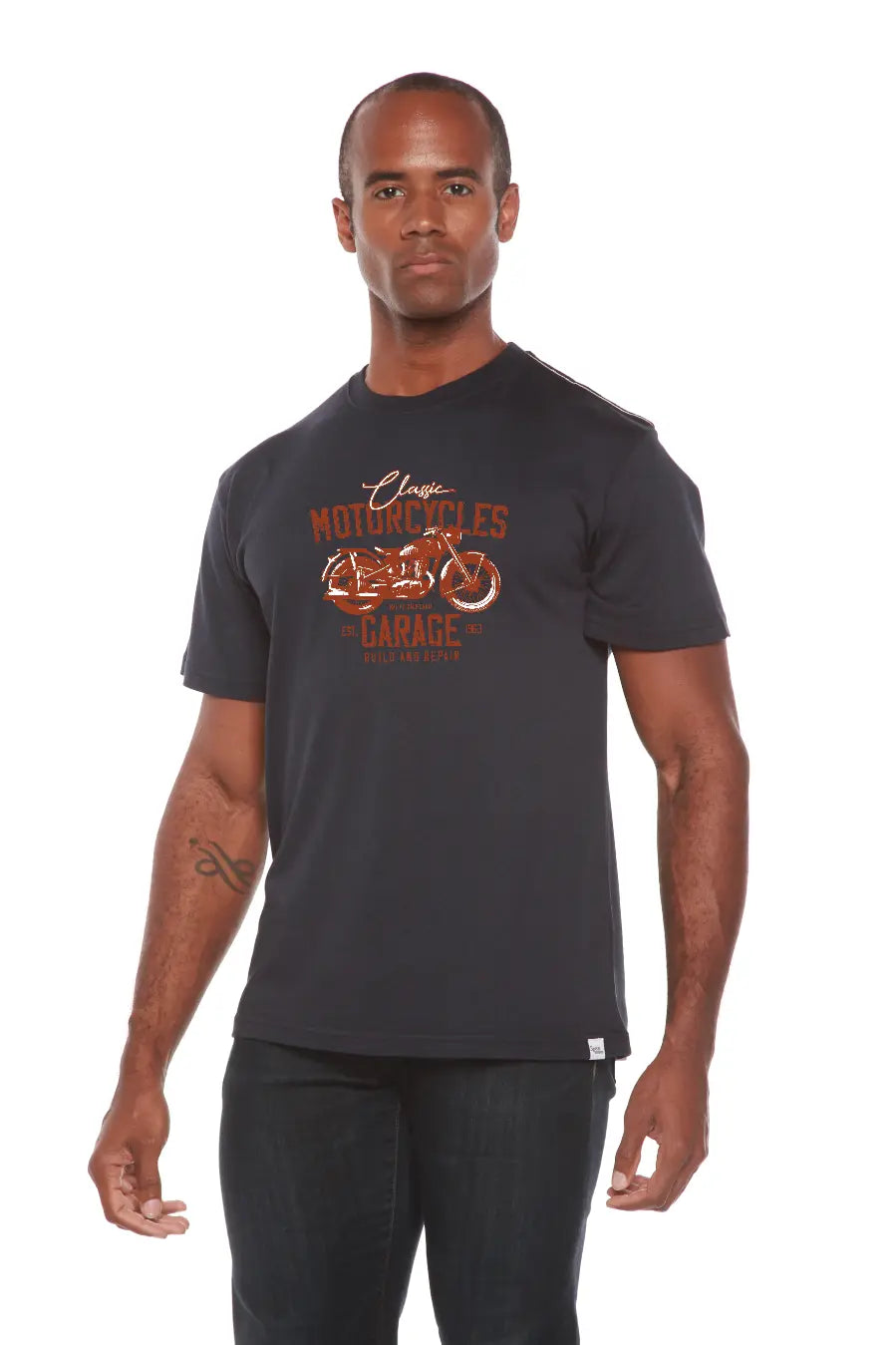 Motorcycles Garage Men's Bamboo Viscose/Organic Cotton Short Sleeve Graphic T-Shirt Spun Bamboo