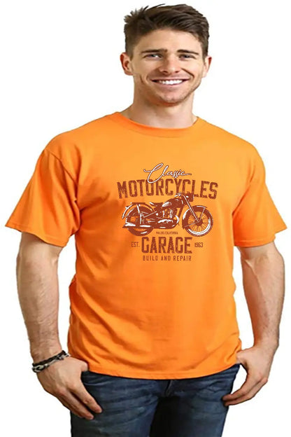 Motorcycles Garage Men's Bamboo Viscose/Organic Cotton Short Sleeve Graphic T-Shirt Spun Bamboo