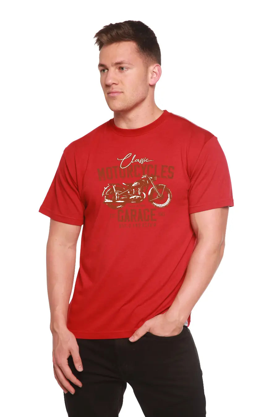 Motorcycles Garage Men's Bamboo Viscose/Organic Cotton Short Sleeve Graphic T-Shirt Spun Bamboo