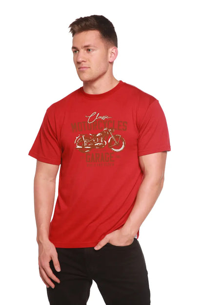 Motorcycles Garage Men's Bamboo Viscose/Organic Cotton Short Sleeve Graphic T-Shirt Spun Bamboo
