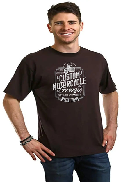 Mototrcycle Garage Men's Bamboo Viscose/Organic Cotton Short Sleeve Graphic T-Shirt Spun Bamboo