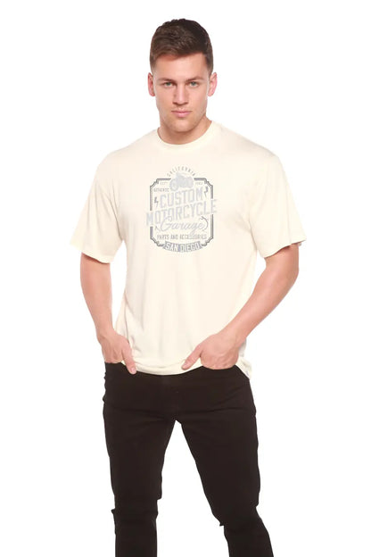 Mototrcycle Garage Men's Bamboo Viscose/Organic Cotton Short Sleeve Graphic T-Shirt Spun Bamboo