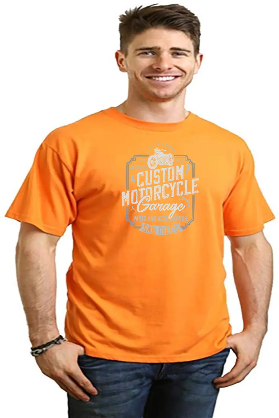 Mototrcycle Garage Men's Bamboo Viscose/Organic Cotton Short Sleeve Graphic T-Shirt Spun Bamboo