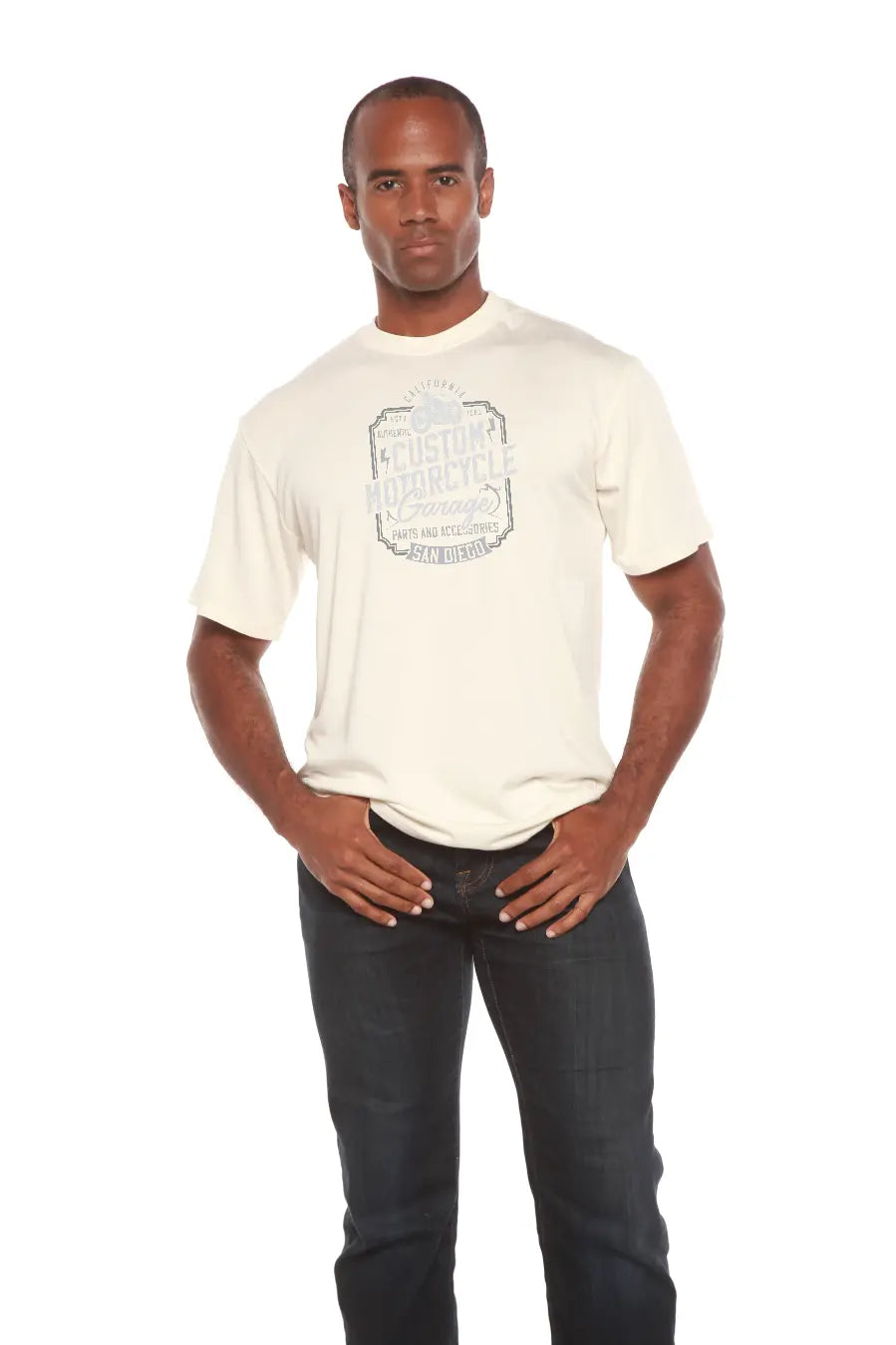 Mototrcycle Garage Men's Bamboo Viscose/Organic Cotton Short Sleeve Graphic T-Shirt Spun Bamboo