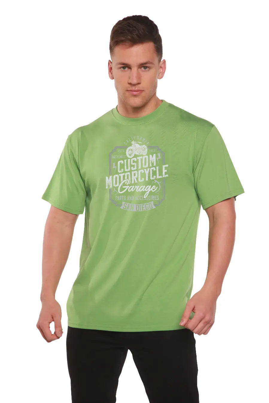 Mototrcycle Garage Men's Bamboo Viscose/Organic Cotton Short Sleeve Graphic T-Shirt Spun Bamboo