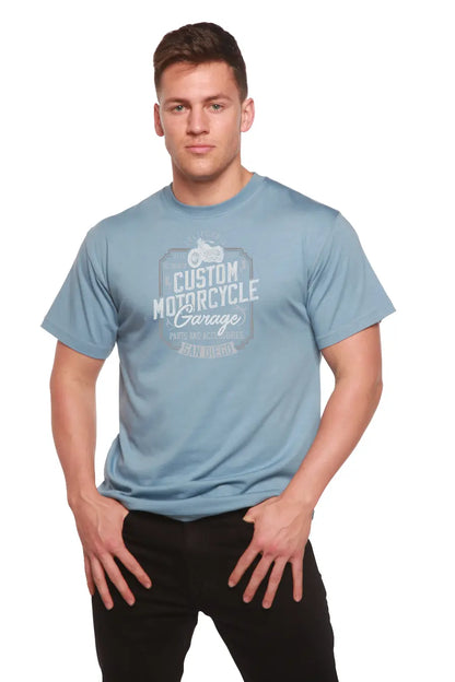Mototrcycle Garage Men's Bamboo Viscose/Organic Cotton Short Sleeve Graphic T-Shirt Spun Bamboo
