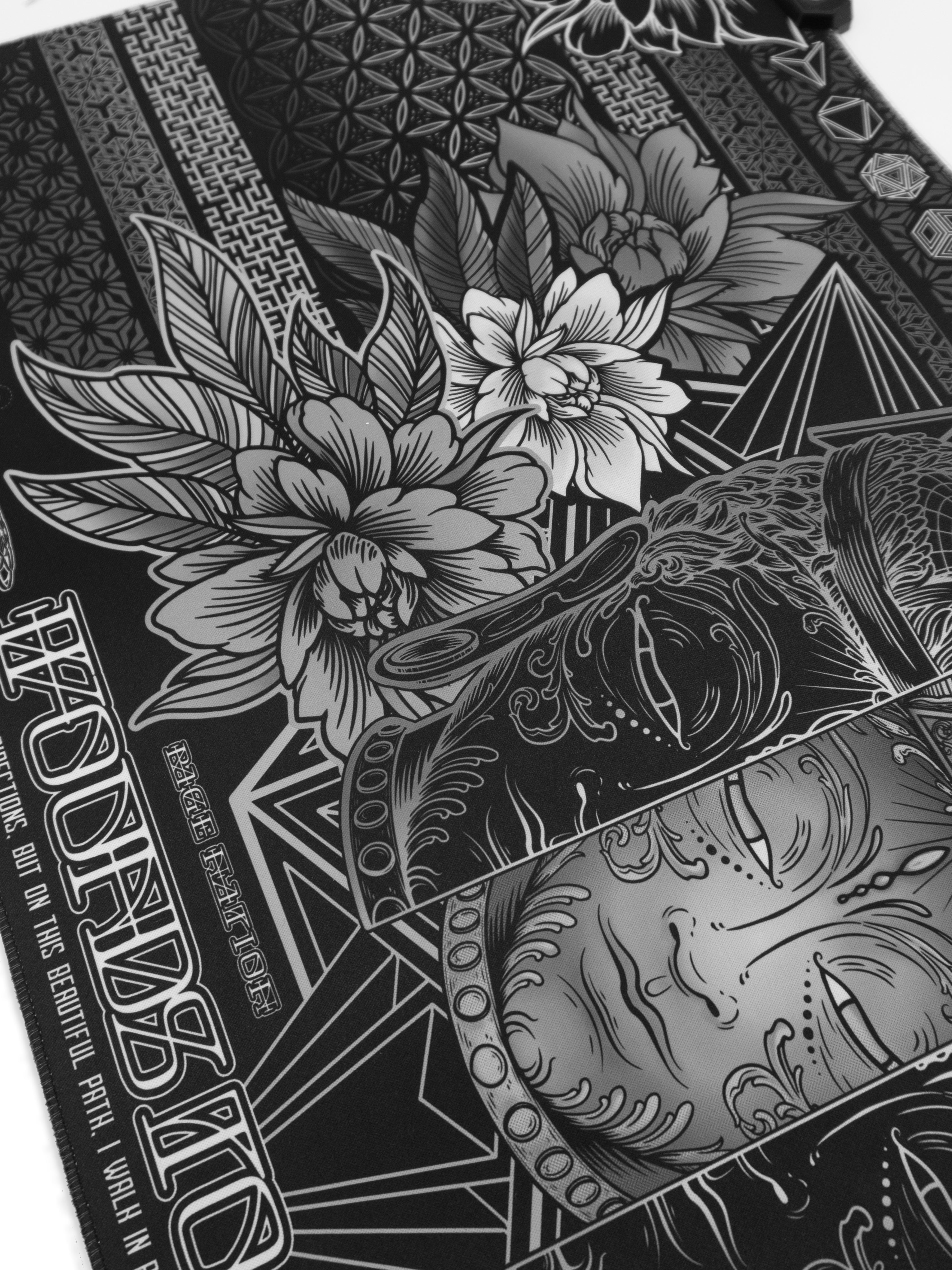 WOUNDS TO WISDOM V1 ✦ MONOCHROME ✦ XXL RGB Gaming Mouse Pad Rage Nation Apparel