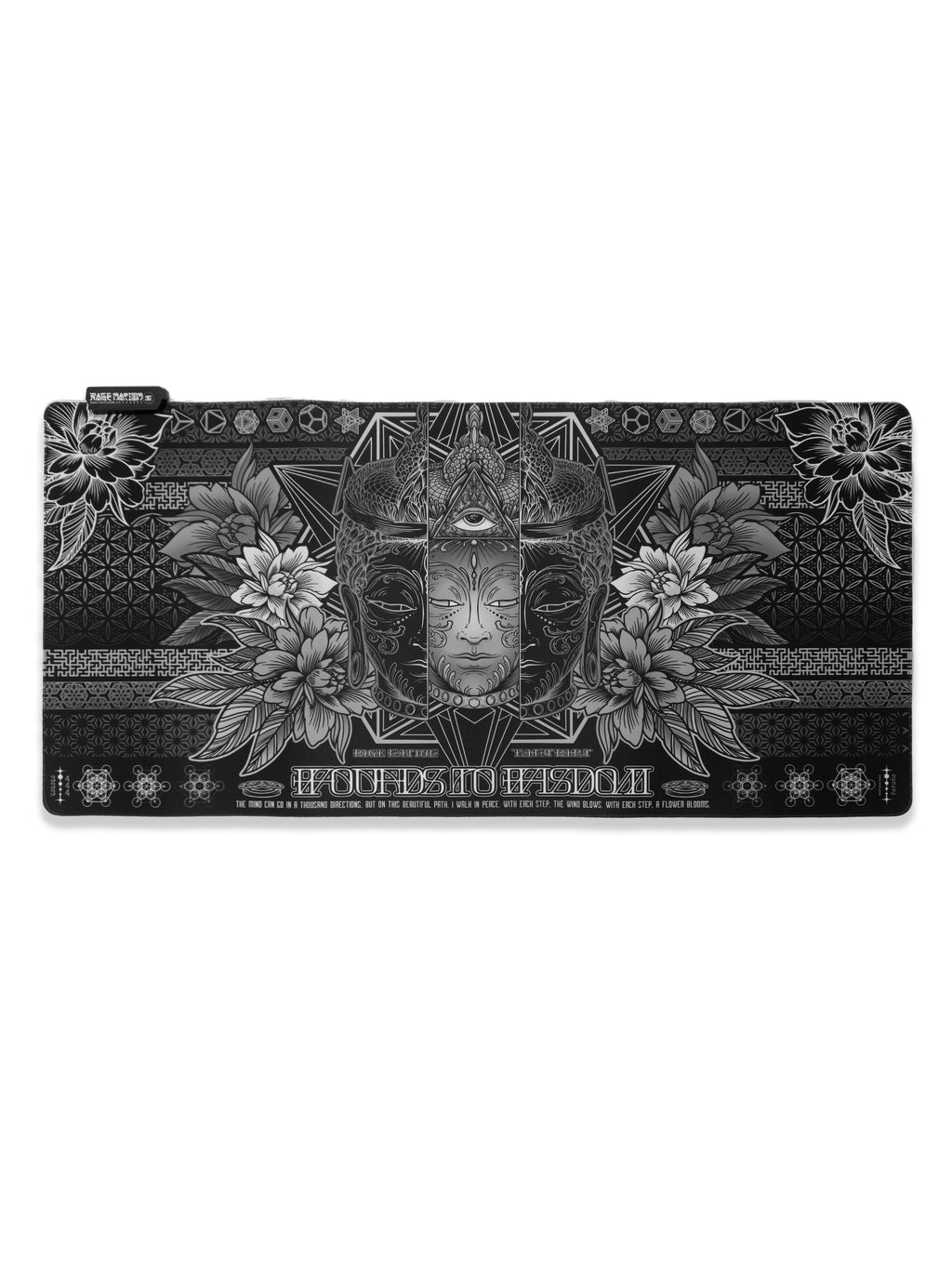 WOUNDS TO WISDOM V1 ✦ MONOCHROME ✦ XXL RGB Gaming Mouse Pad Rage Nation Apparel