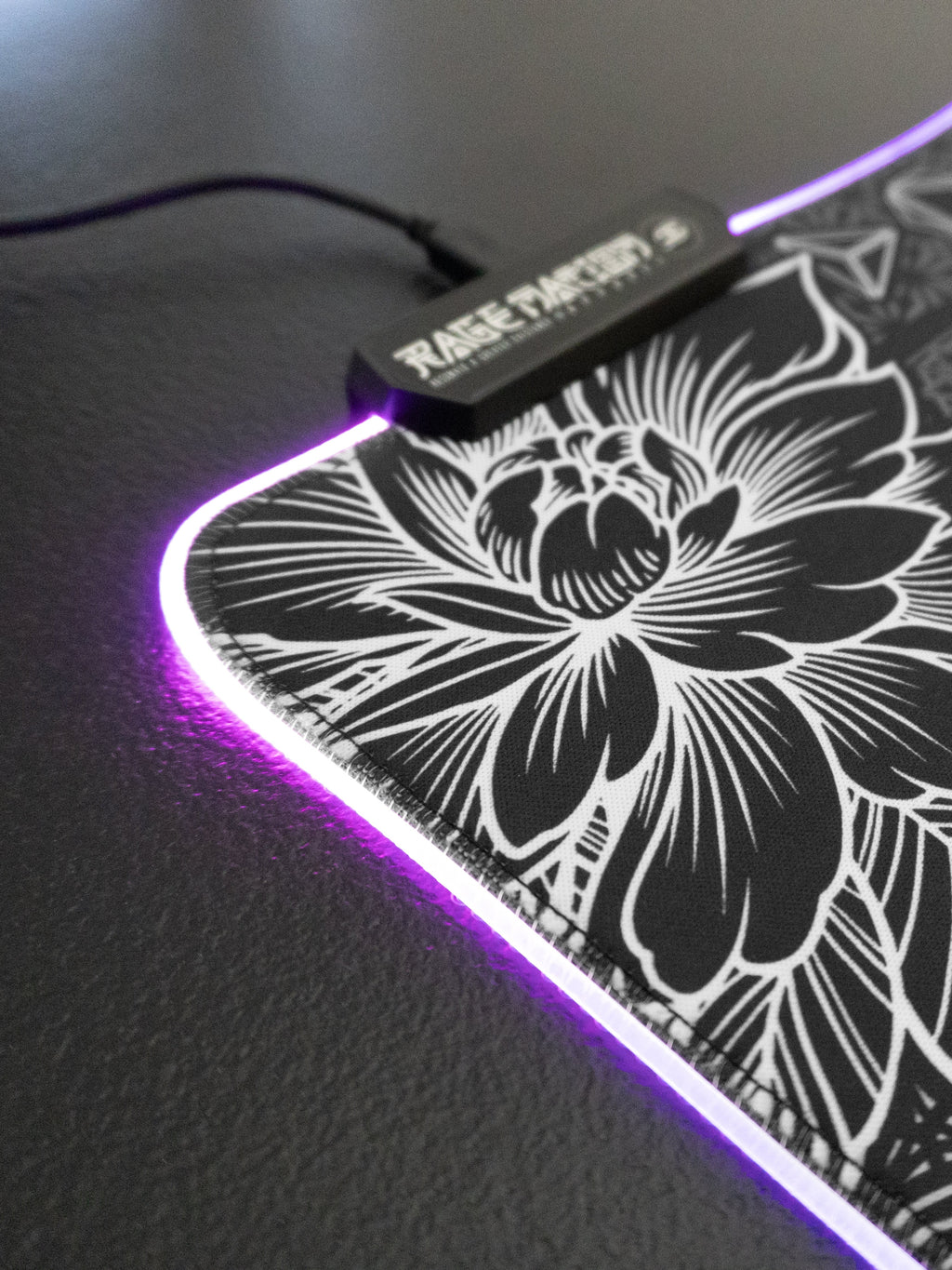 WOUNDS TO WISDOM V1 ✦ MONOCHROME ✦ XXL RGB Gaming Mouse Pad Rage Nation Apparel