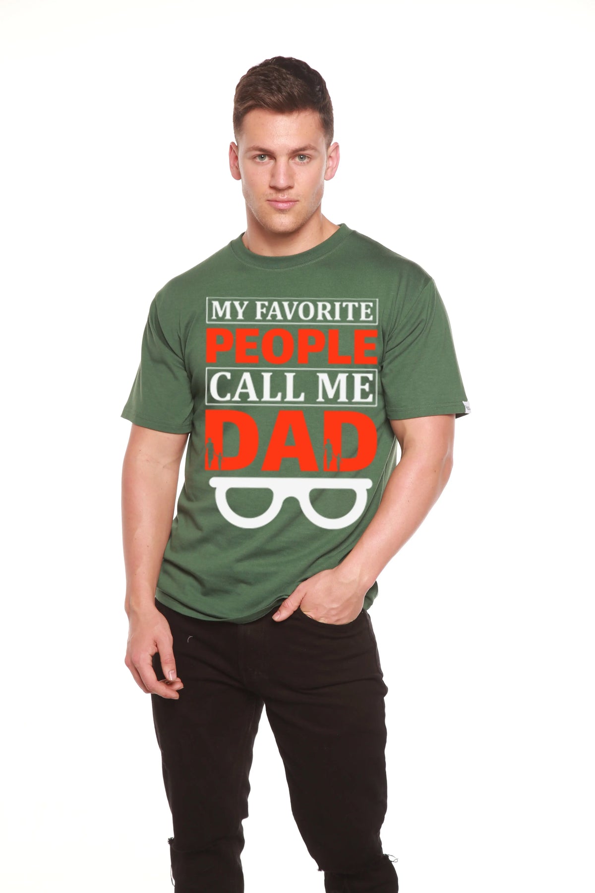 My Favorite People Call Me Dad Men's Bamboo Viscose/Organic Cotton Short Sleeve Graphic T-Shirt Spun Bamboo