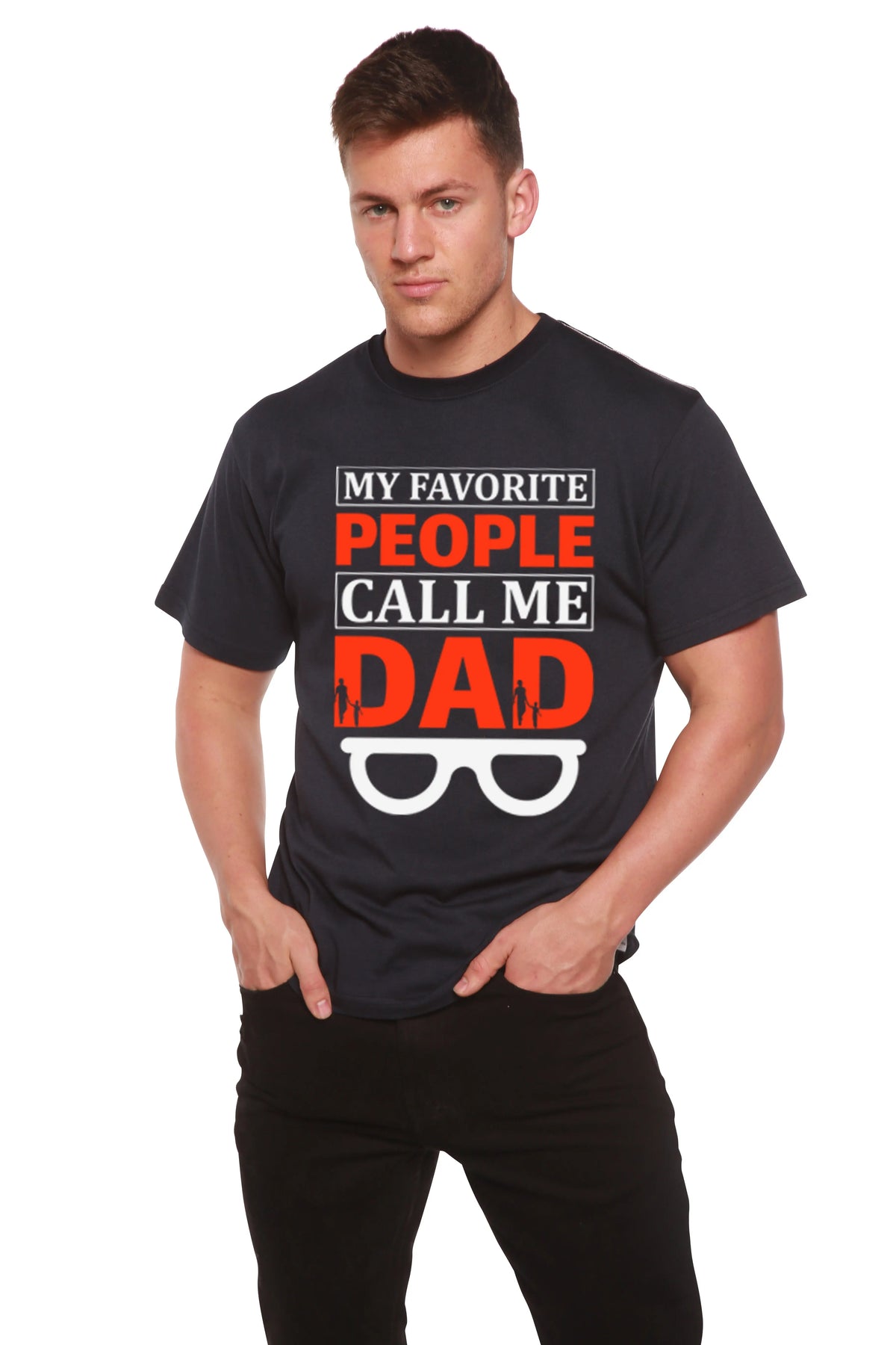 My Favorite People Call Me Dad Men's Bamboo Viscose/Organic Cotton Short Sleeve Graphic T-Shirt Spun Bamboo