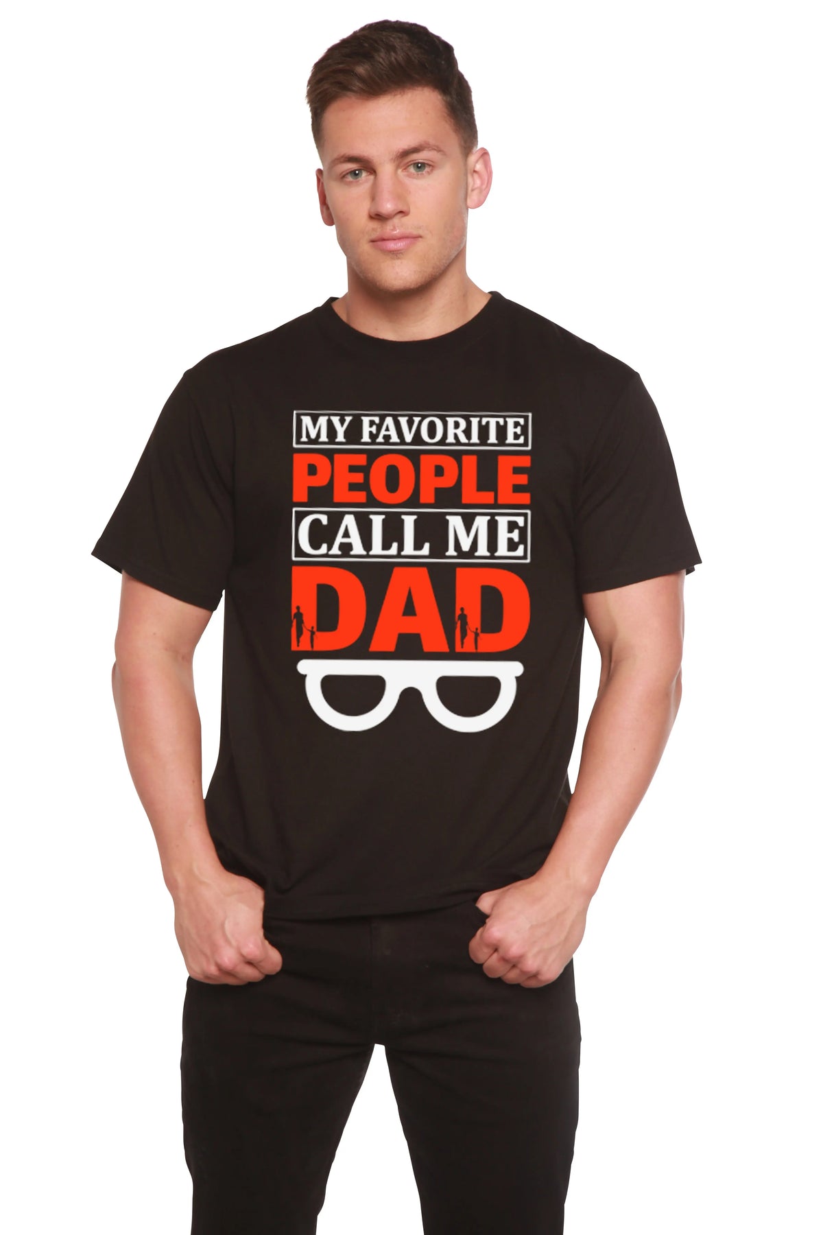 My Favorite People Call Me Dad Men's Bamboo Viscose/Organic Cotton Short Sleeve Graphic T-Shirt Spun Bamboo